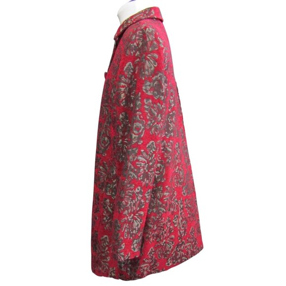 Chicos Red Metallic Tapestry Brocade Topper Coat Womens M 1 Regal Whimsygoth - Picture 5 of 9
